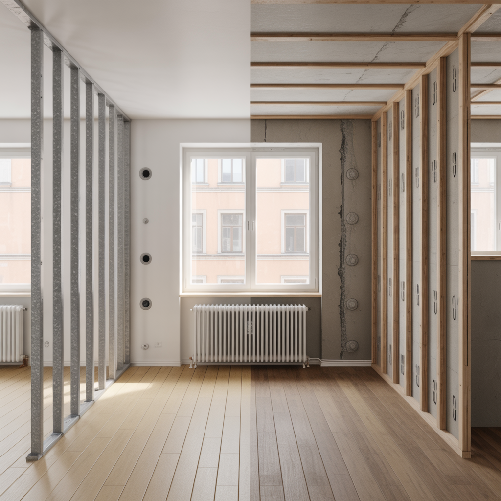 stalregel eller traregel i innervagg kostnad och ljudisoleri