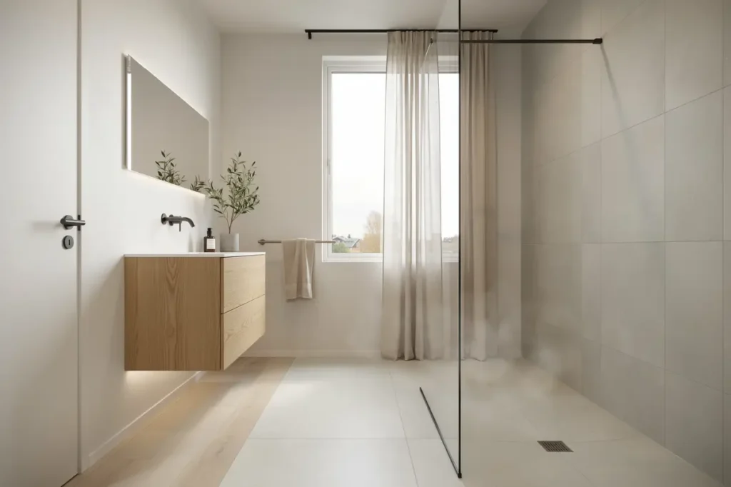 badrumsrenovering med golvv rme och glasad duschv gg i h gerstens sen h gersten
